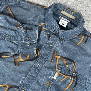 COLUMBIA River Lodge Corduroy Button Down  Men's Shirt 2XL Hunting Deer Antlers